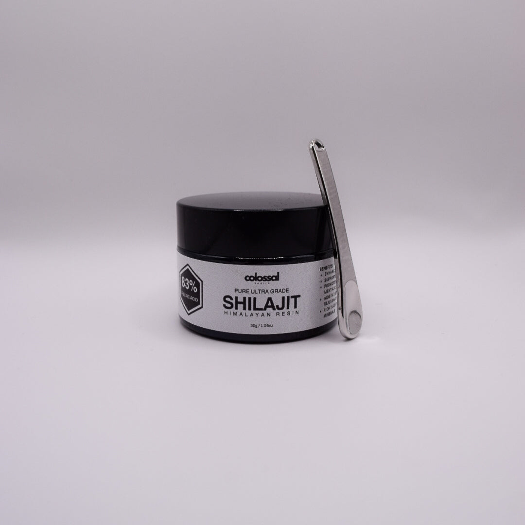 Colossal Health Pure Ultra Grade Shilajit Resin with box and serving spoon
